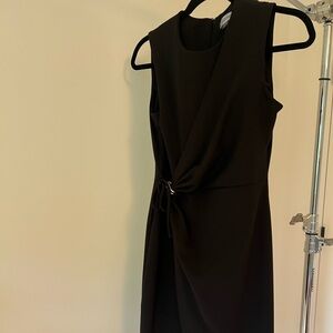 Calvin Klein Black Ruched Asymmetrical Sheath Dress
